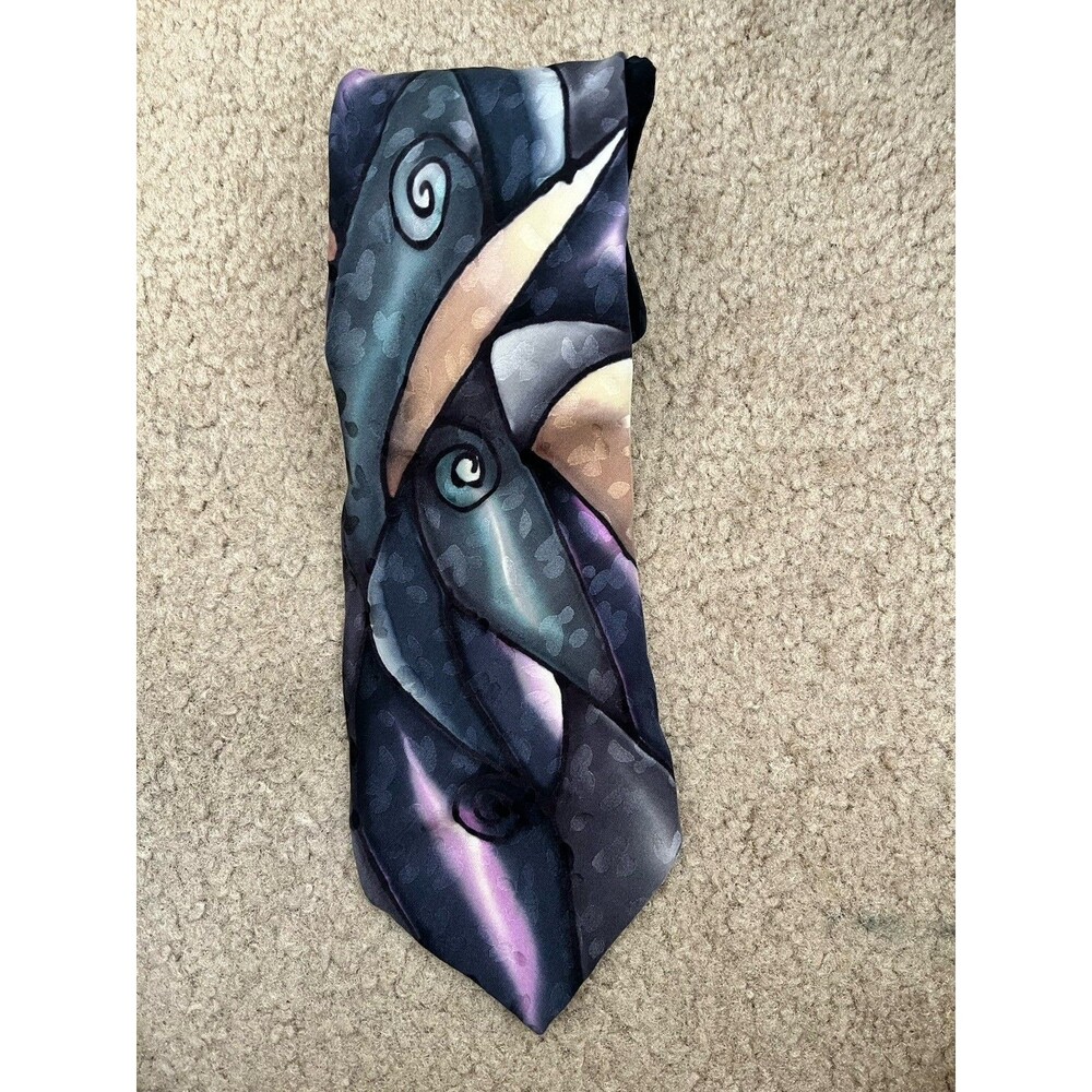 Robert Daskai Hand Painted Tie Silk Funky Groovy Colorful Quirky Psychedelic